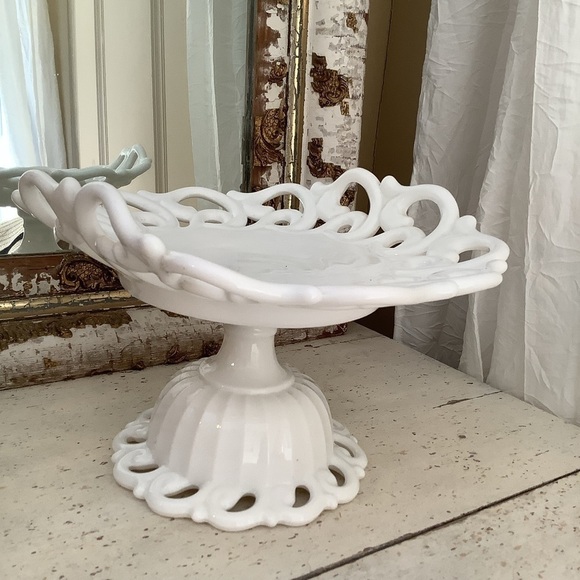 Vintage White Milk Glass Compote Stand - Picture 5 of 9